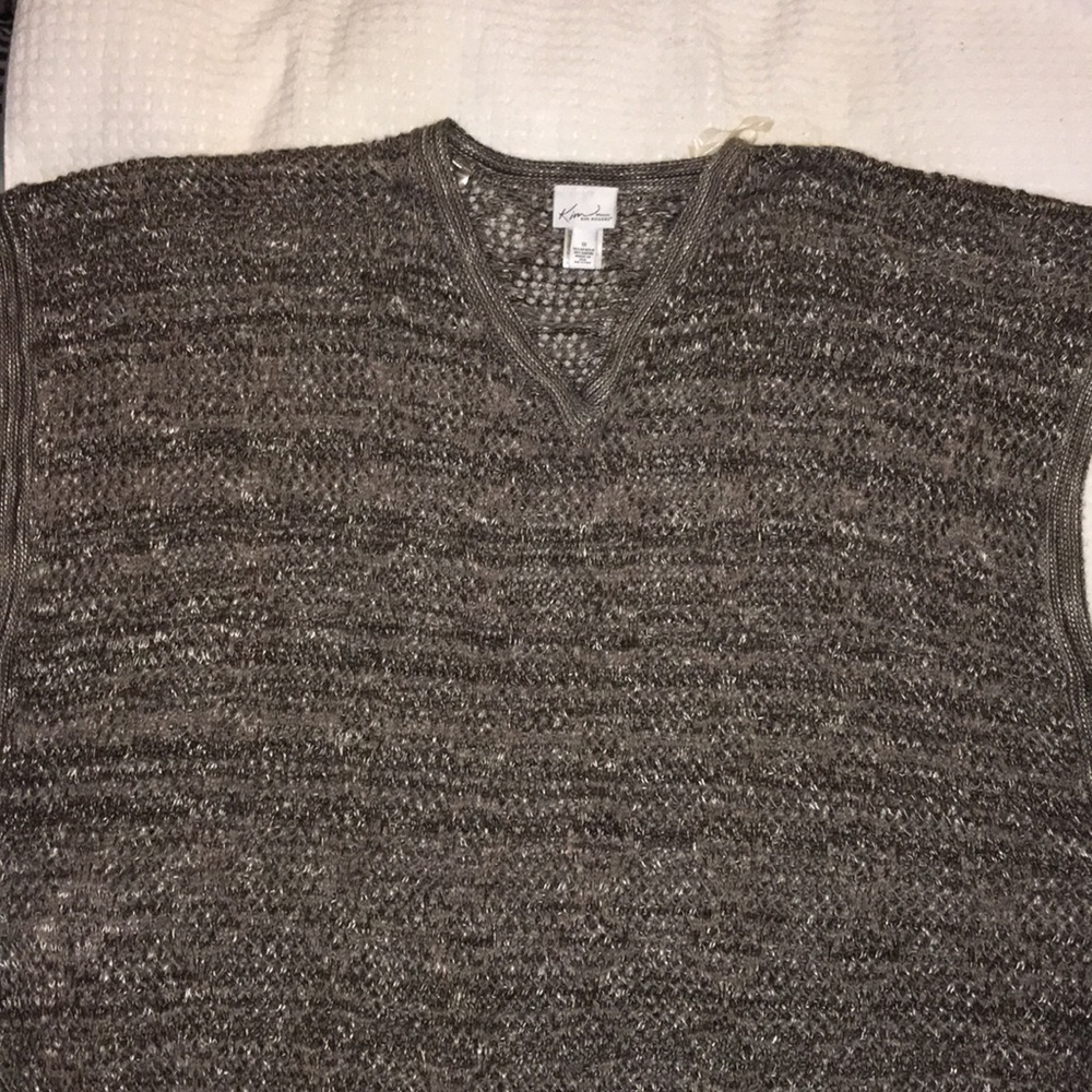 Brown, camel and white woven poncho